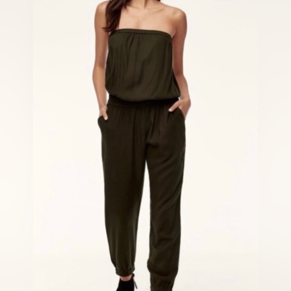 Aritzia Sunday Best Tabata jumpsuit strapless olive green small - Picture 2 of 9